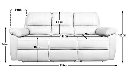 AH1 TOBY 3 SEATER RECLINER SOFA GREY