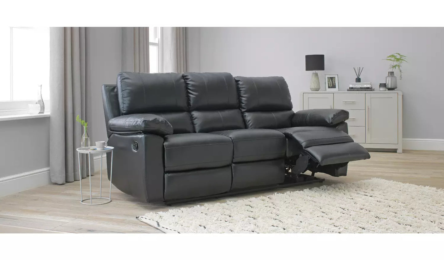 AH1 TOBY 3 SEATER RECLINER SOFA GREY