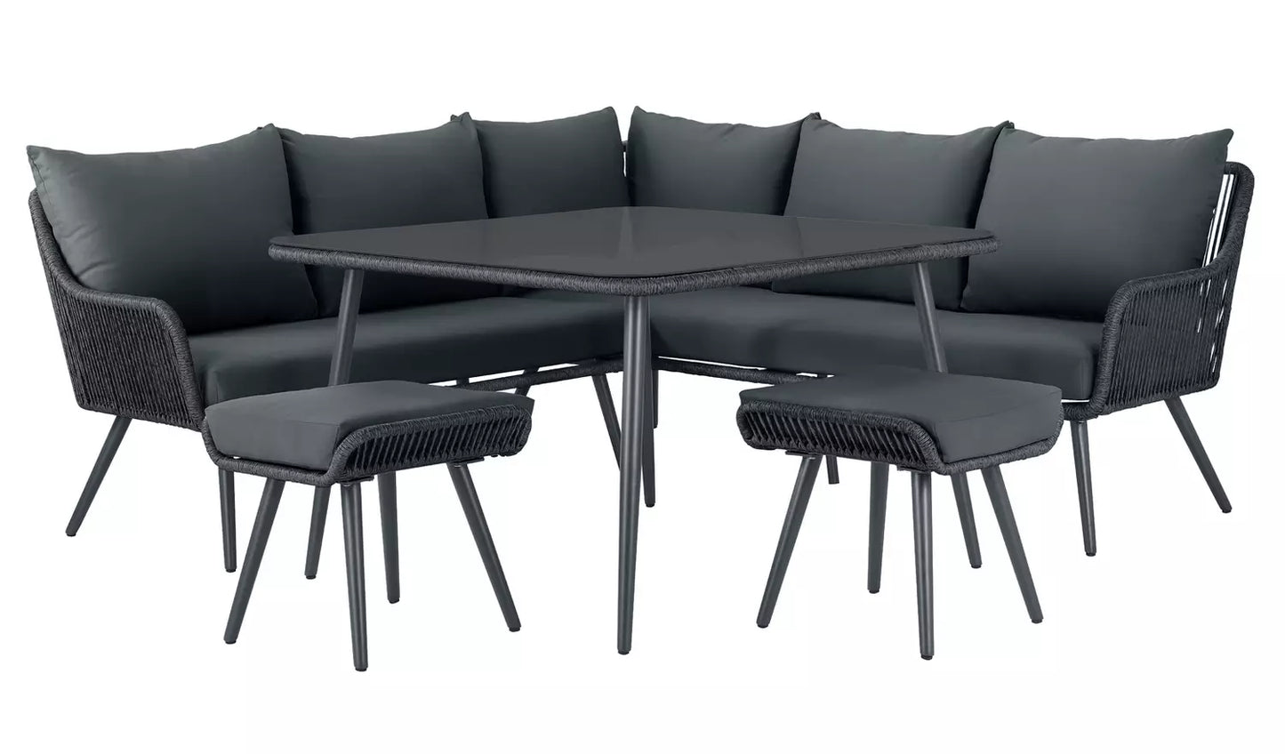 AH1 MALTA STEEL 6 SEAT CORNER DINING SET