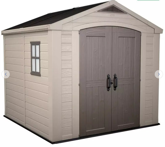 Keter Factor Plastic Garden Shed - 8 x 8ft, Beige RRP £1000