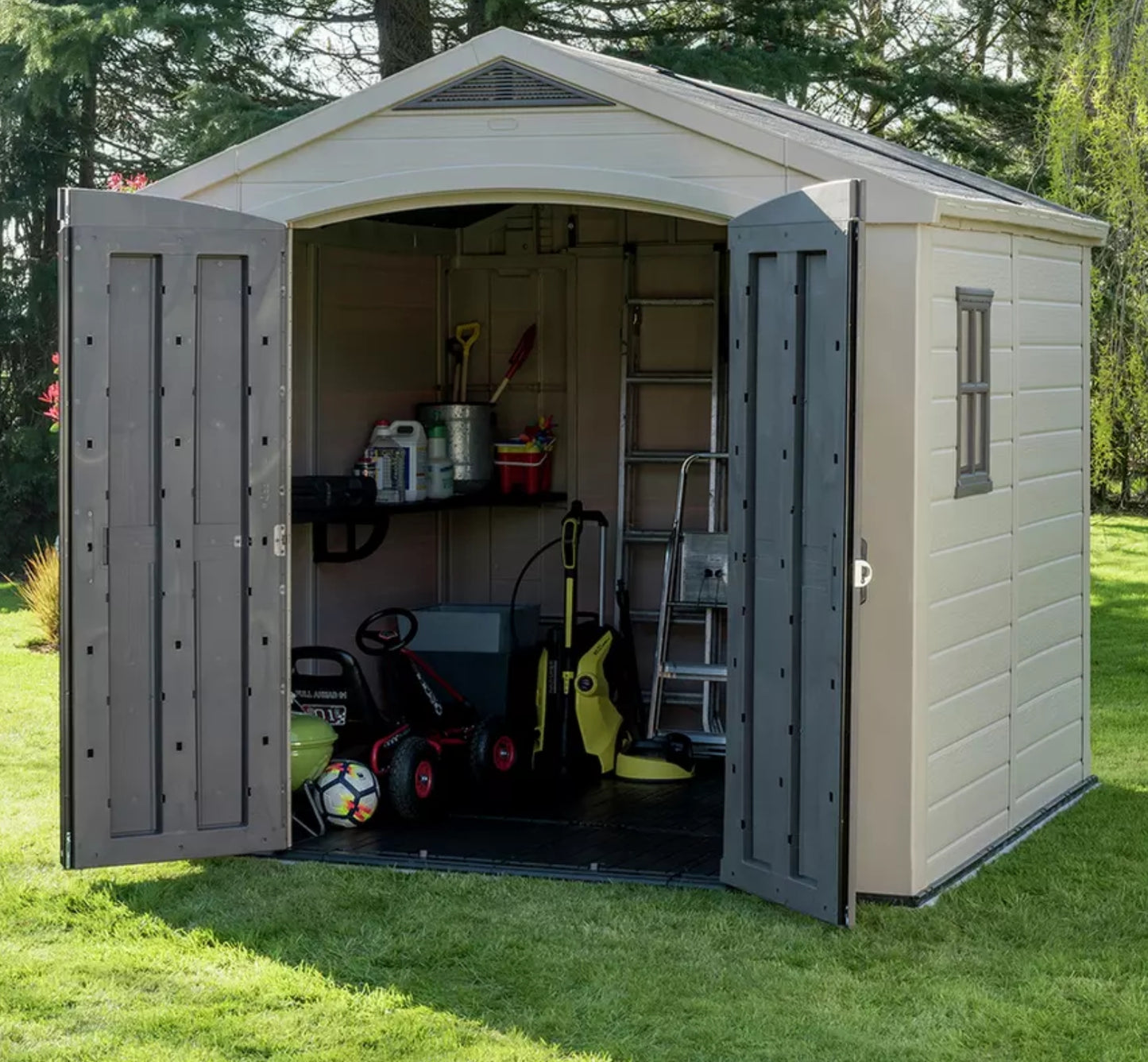 Keter Factor Plastic Garden Shed - 8 x 8ft, Beige RRP £1000