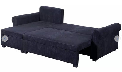 Argos Home Addie Velvet Reversible Storage Sofa Bed-Charcoal Grade B